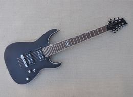 Matte Black 7 Strings Electric Guitar with Humbuckers Rosewood Fretboard Strings Through Body Can be Customised