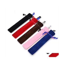 Pencil Bags Flannelette Creative Design Pen Pouch Holder Bag With Rope For Office School Writing Supplies Student Gifts Drop Deliver Dhyfd