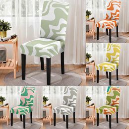 Chair Covers Simple Colourful Stripe Pattern Print Stretch Cover High Back Dustproof Home Dining Room Decor Chairs Living Bar Stool
