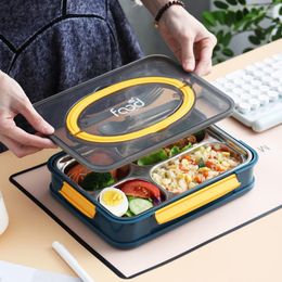 Dinnerware Sets Microwave Bento Box For Student Worker Storage Container With Tableware Portable Outdoor 304 Stainless Steel Lunch