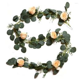 Party Decoration Artificial Eucalyptus Leaves Garland With Willow Vines Twigs For Wedding Table Runner Greenery Indoor