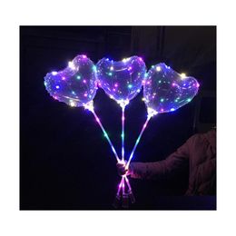 Party Decoration Heartshaped Led Large Size Bobo Balloon With 13.8 Inch Tow Bar Valentines Day String Lights Balloons Colorf Drop De Dhksj