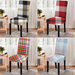 Chair Covers Vintage Grid Pattern Print Home Decor Cover Removable Anti-dirty Dustproof Stretch Chairs For Bedroom