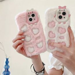 Plush Embroidery Heart Phone Case for iphone 14 pro max Handmade Personalized Mobile