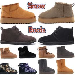 Boots Australia designer boots Classic ultra mini platform Lace Up Neumel Suede Shearling snow boot Strap womens shoes chestnut Charcoal blackH