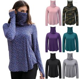 Women's T Shirts Face Mask Long-sleeved Pullover Bottoming Shirt Turtleneck T-shirt Tops 2022 Autumn And Winter Woman Tshirts Plus Fashion