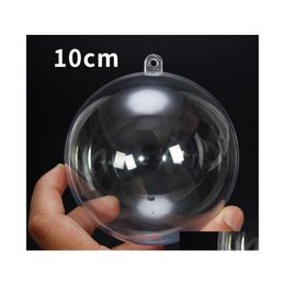 Christmas Decorations 100Mm Clear Plastic Fillable Ornaments Ball Round Transparent Baubles Festival Party Wedding Balls Drop Delive Dhllu