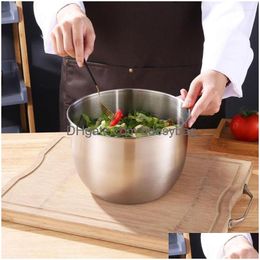 Bowls Stainless Steel Mixing Bowl Lid Non Salad Nesting Kitchen Storage Organisers For Eggs Dough Cooking Prep Drop Delivery Home Ga Dhyor