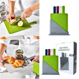 Cooking Utensils Kitchen Tool Creative 4Color Classification Plastic Cutting Board Set Pp Mtifunction 4Piece Chop Drop Delivery Home Dhikw
