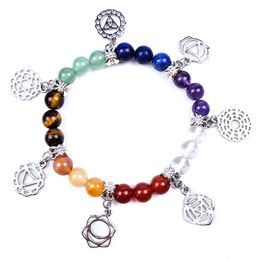 SN1547 Strand New Design 7 Different Chakra Bracelet Natural Gemstone Womens Yoga Wrist Mala Handmade Buddha Jewellery