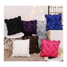 Cushion/Decorative Pillow 40X40Cm Rose Flower Style El Soft Cushion Er Case Pillowcase Without Insert Rrb14491 Drop Delivery Home Ga Otzp2