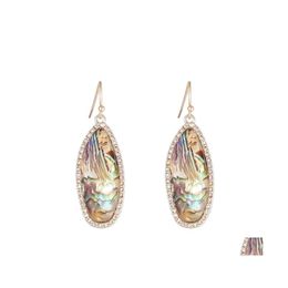 Charm Fashion Acrylic Abalone Shell Paper Charms Earrings Rhinstone Gold Color Dangle Brincos Pendientes Brand Jewelry Women Drop Del Dhbhu