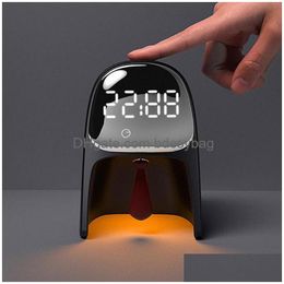 Desk Table Clocks Home Creactive Clock Gentleman With Led Light Smart Voice Controlled Bedroom Alarm Decor Drop Delivery Garden Dh1We