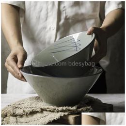 Bowls Lingao Porcelain Bowl Blue And White Household Dinner Ramen Soup Handmade Chinese Tableware Can Be Customized Wh Drop Delivery Dh1Aw