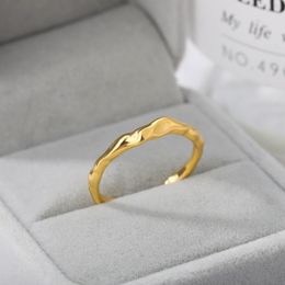 Gold Plated Irregular Rings for Women Adjustable Open Stainless Steel Ring Trend Engagement Wedding Jewerly anillos mujer