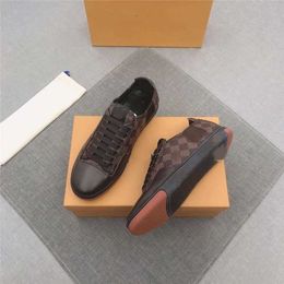 Sapatos de grife masculinos clássicos com cadarço preto marrom fashion Tênis masculino estampado de luxo