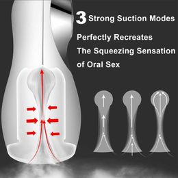 Masturbator Sex Toy Automatic Male Cup with Sucking Thick Silicone 3D Realistic Irritants Blowjob and Handjob Adult Toys for Men LHD2