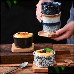 Bowls Baking Pudding Cup Souffle Dessert Japanese Ceramic Tableware Oven Bowl Steamed Egg Drop Delivery Home Garden Kitchen Dining B Dhorw