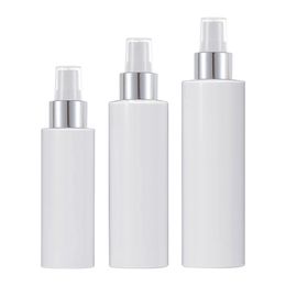 100ml/150ml/200ml White Plastic Spray Bottle Gold Ring Spray Top Refillable Portable Cosmetic Packaging