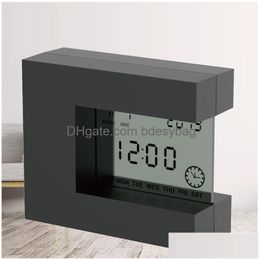 Relojes de mesa de escritorio despertador digital digital para la oficina en casa LCD moderna con calendario fecha de recuento temporizador de la bater￭a entrega ga dhlnr