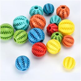 Dog Toys Chews 5Cm/6Cm/7Cm Pet Watermelon Ball Toy Interactive Bouncing Ballnatural Rubber Leaking Balltooth Cleaning Drop Deliver Dhsed