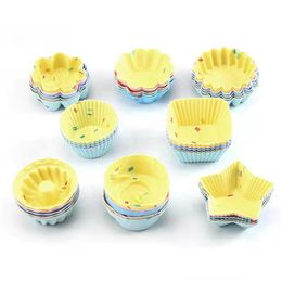 Cupcake 20Pcs/Set Sile Cake Mould Round Shaped Muffin Baking Moulds Kitchen Cooking Bakeware Maker Diy Decorating Tools Drop Delivery Dhbyk