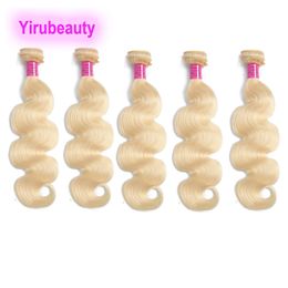 Yirubeauty Brazilian Human Virgin Hair Extensions 613# Double Wefts 5 Bundles Body Wave Peruvian Indian Blonde Color 10-30inch