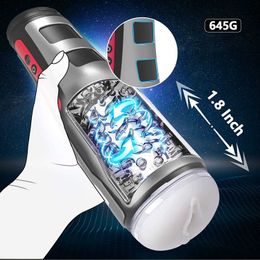 Masturbator Sex Toy Thrusting Male for Men Automatic Blowjob Machine with Led Display Screen 10 Thrusts Rotations Hands Free Oral VCBV