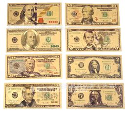 Other Toys 7 8Pcs Commemorative Notes 24K Gold Plated Dollar Euros Fake Money Gifts Collection Antique Banknote USD Currency Toy 221111O6SF3UEVQ7B8