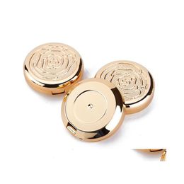 Packing Boxes Gold Empty Cosmetic Eyeshadow Case With Aluminium Pan Mirror Makeup Powder Puff Compact Container Blush Box Sn3170 Drop Dhxg9