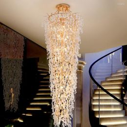 Chandeliers Villa Long Chandelier Stairs Rotating Staircase Duplex Empty Hollow Large Living Room Branches