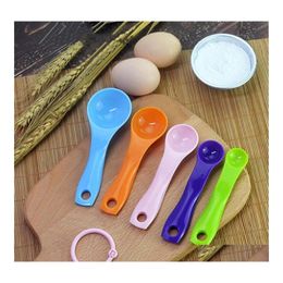 Spoons Factory Direct Selling Colorf Measuring Spoon Double Scale Kitchen Baking Tools Milk Powder Colored Plastic 5Piece Set Wholes Othot