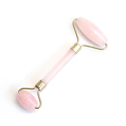 Arts And Crafts Natural Tumbled Chakra Rose Quartz Carved Reiki Crystal Healing Gua Sha Beauty Roller Facial Massor Stick With Alloy Dh1Jx