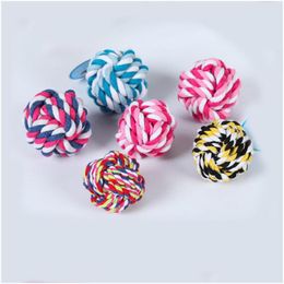 Dog Toys Chews 5.5Cm Pet Toy Chew Teething Cotton Rope Knot Ball For Tooth Clean Biteresistant Puppy Training Interactivetoy Drop Dhytm