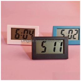 Desk Table Clocks Electric Clock Lcd Display Battery Operated Mini Space Saving Silent Mode Nordic For Various Ocns Drop Delivery Dhdtw