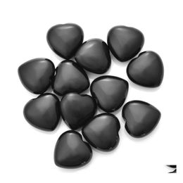 Stone Natural Black Obsidian Ornaments Carved 25X10Mm Heart Chakra Reiki Healing Quartz Mineral Tumbled Gemstones Hand Home Decor Dr Dhdoz