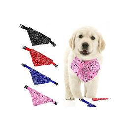 Dog Collars Leashes Adjustable Pet Collar Printed Triangle Scarf For Small Dogs Cats Bandana Neckchief Drop Delivery Home Garden Su Otpls