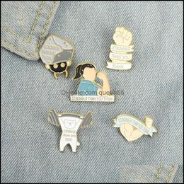 Pins Brooches Ribbon Letter Fist Man Collar Cat Weightlifting Fitness Alloy Pins Sports Party Gift Stronger Enamel Knapsack Cowboy Otwvk