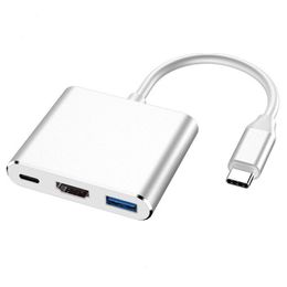 USBC to USBHDTV Type C 3 IN 1 Adapter High Speed 4K Resolution Support for MacBook Tablet