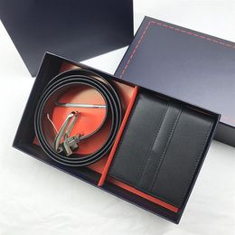 Code 1285 Fashion Genuine Leather Men Wallet Belt set Man Purse With Coin Pocket Card Holders High Quality194A