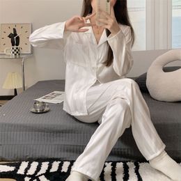 Home Apparel Pyjamas For Women In Spring And Autumn Silk Like Long Sleeve Net Red Korean Version Household Clothes Vertical Stripes Outer Wearing Cover