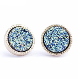 Stud Druzy Drusy Earrings Gold Plated Mini Round Resin Christmas Gift Drop Delivery Jewellery Dhewn