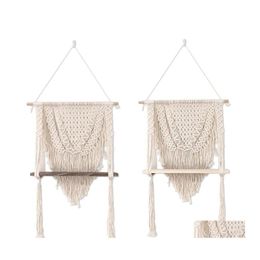 Other Home Decor Rame Wall Hanging Rope Floating Shelf Plant Rack Boho Tapestry 17.7X41Inch Drop Delivery Garden Otnmk