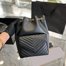 Timeless Designer French Womens Drawstring Bucket Backpack Purse Lamsbkin Genuinem Leather Aged Gold Hardware Shoulder Handbags Outdoor Sacoche Bags 25X28CM