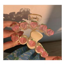 Party Favour Girl Transparent Pink Peach Clip Spring Soft Japanese Sweet Hairpin Shark Hair Accessories Drop Delivery Home Garden Fes Otwxz