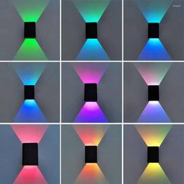 Wall Lamp RGB Square LED Lights Outdoor Aisle Corridor Dimmable Multicolor Up Down With Remote Control For KTV Bar Bedroom