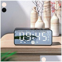 Desk Table Clocks Led Digital Electronic Desktop Clock Sn Mirror Alarm Voice Control Time Temperature Display Bluetooth Home Drop Dhged