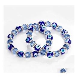 Charm Bracelets Turkish Blue Eye Bracelet Handmade Jewellery Amet Religious Evil Nazar Crystal For Women Girl Drop Delivery Otbk5