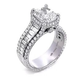 Choucong Unique Wedding Rings Luxury Jewellery 925 Sterling Silver Cushion Shape White Topaz CZ Diamond Gemstones Eternity Party Women Engagement Band Ring Gift