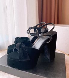 22 Women's designer dress shoes high heel sandal waterproof platform bow sandal strap design heel height 12.5cm water table 4cm